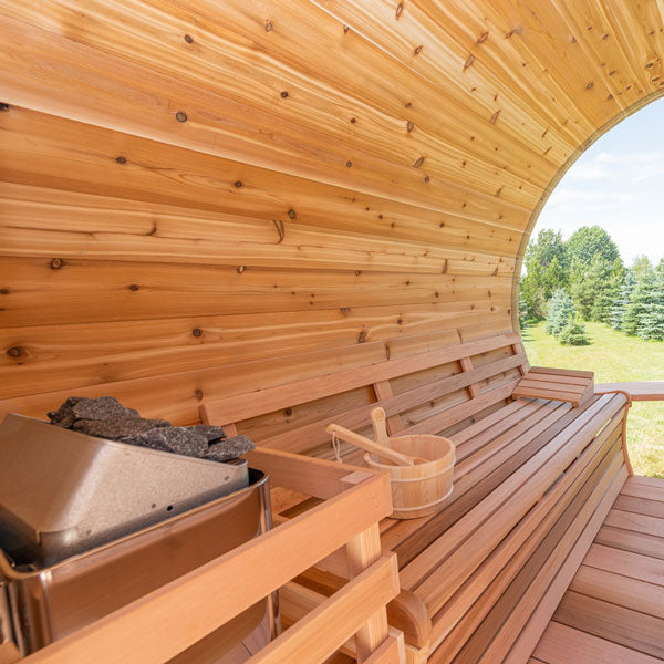 Dundalk Leisure Panoramic Sauna with Changeroom -Knotty Cedar Floor Standing
